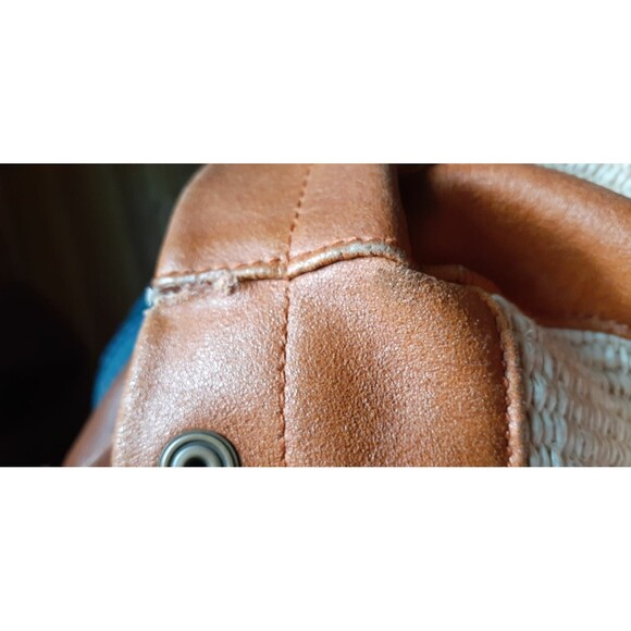 Furla woven off white bag with leather trim handbag designer purse straw raffia - Picture 7 of 8